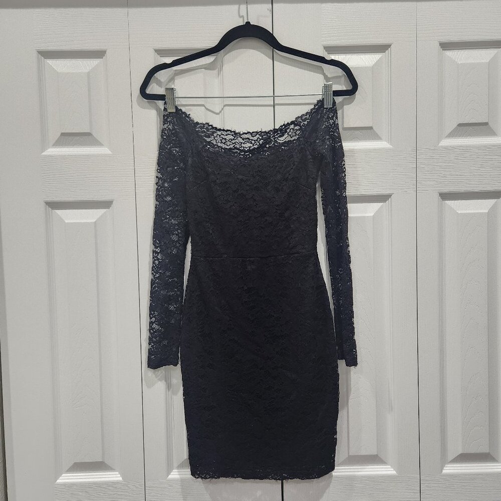 Black off the shoulder lace dress from Charlotte Russe